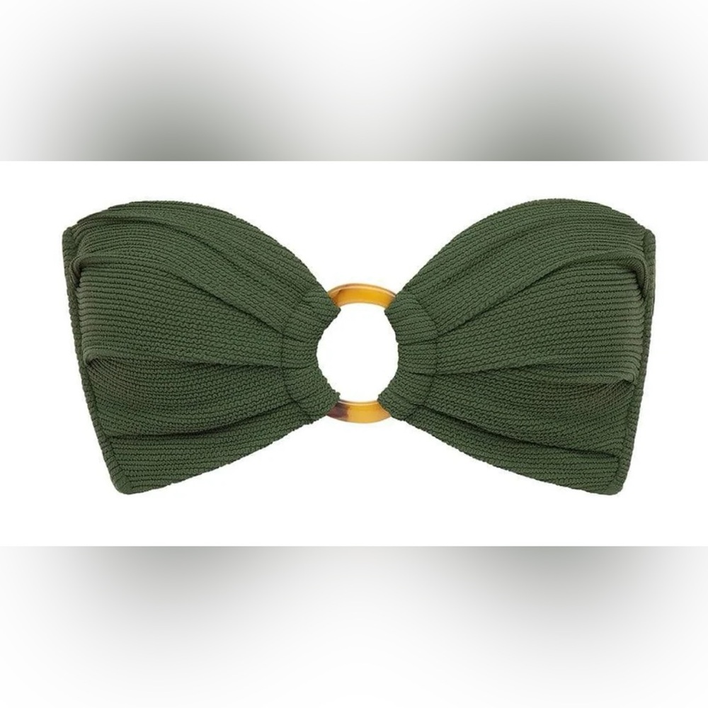 Montce Olive Micro Scrunch Tori Bandeau Bikini Top - S